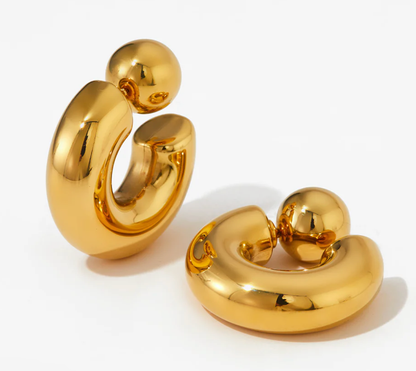 Puffy Thea O Stainless Steel Hoop Earrings