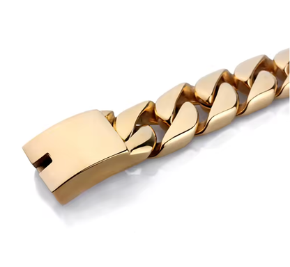 Chloe Chunky Chain Cuff Bracelet- Steel 14K PVD