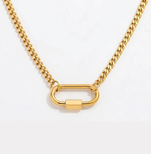 Carabiner Lock Necklace- PVD- Waterproof