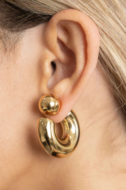 Puffy Thea O Stainless Steel Hoop Earrings