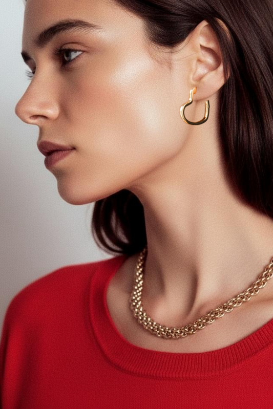 Love You Heart Hinge Hoop Earring | Titanium PVD Waterproof
