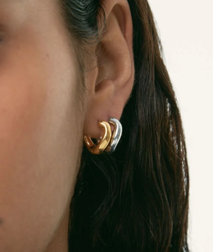 Wave Minimalist Hoop Earring- PVD- Hinge Hoop- Waterproof