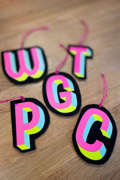 Neon Letter Ornaments - Made at Flock!!