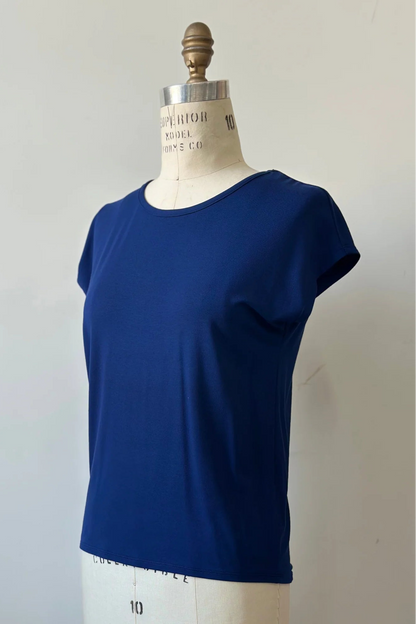 The Eowyn T-Shirt by Kollontai in Admiral is shown on a white mannequin against a white background