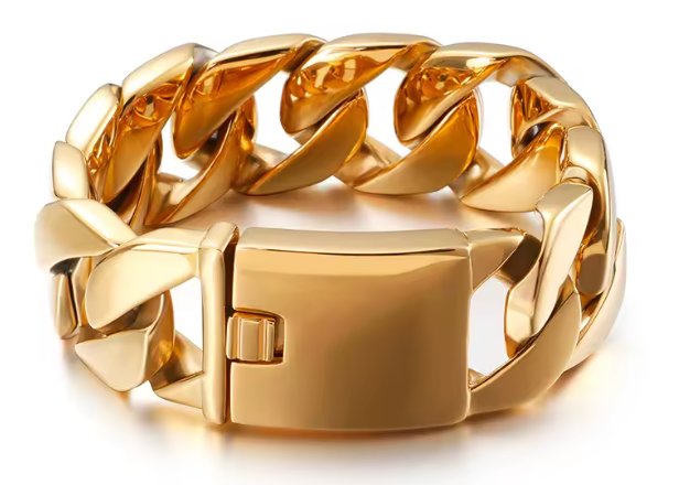 Chloe Chunky Chain Cuff Bracelet- Steel 14K PVD