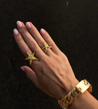 Chloe Chunky Chain Cuff Bracelet- Steel 14K PVD
