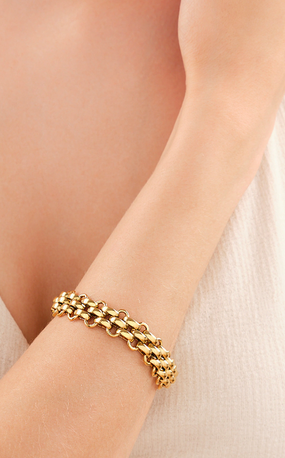 Estate Panther Chain Link  Bracelet 14K Gold