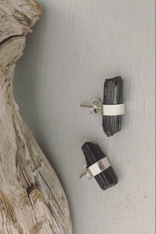 Black Rock Stud Earrings