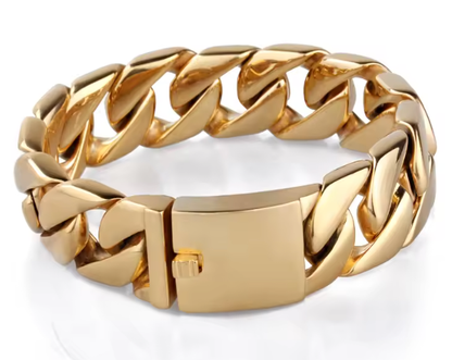Chloe Chunky Chain Cuff Bracelet- Steel 14K PVD
