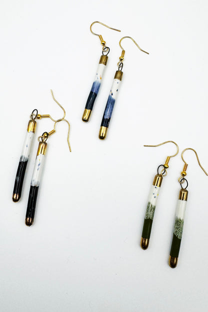 Long Dangly Earrings - Round Cylinder
