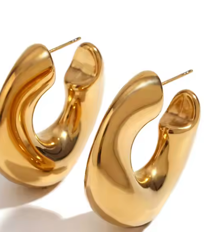 Wave Puffy Hoop | Steel Earrings