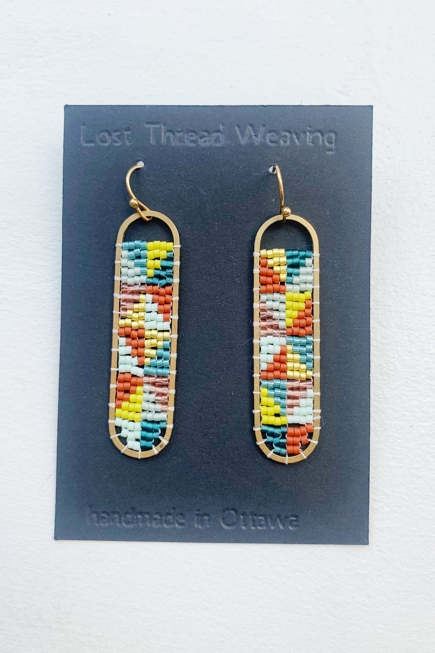 Freya -Plaid Triangle Patchwork Beaded Earrings