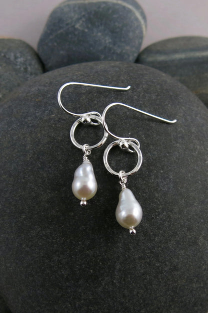 Baroque Pearl Circle Drop Earrings