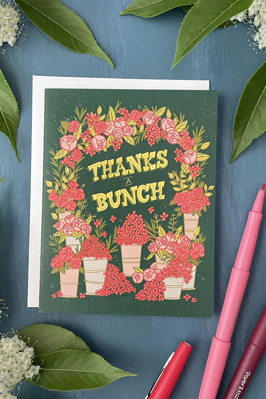 Thanks a Bunch Midcentury Floral Greeting Card