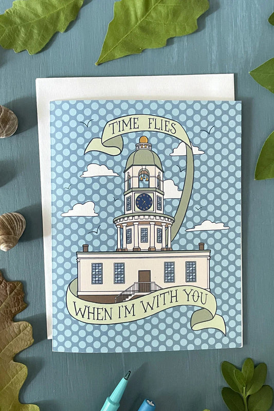 Time Flies With You Halifax Town Clock Greeting Card
