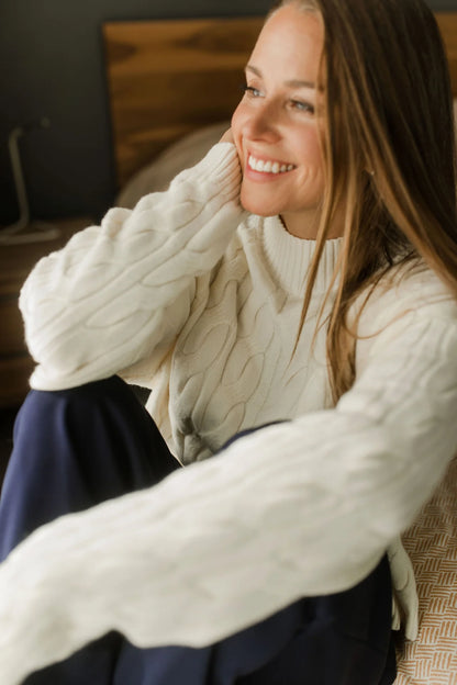 Cable Mock Neck Sweater