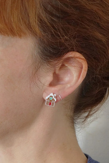Lili0877 Gingerbread House Stud Earrings