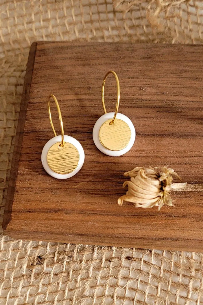 Double Round Ceramic Earrings