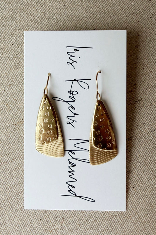 Waves & Scribbles Brass Drop Earrings