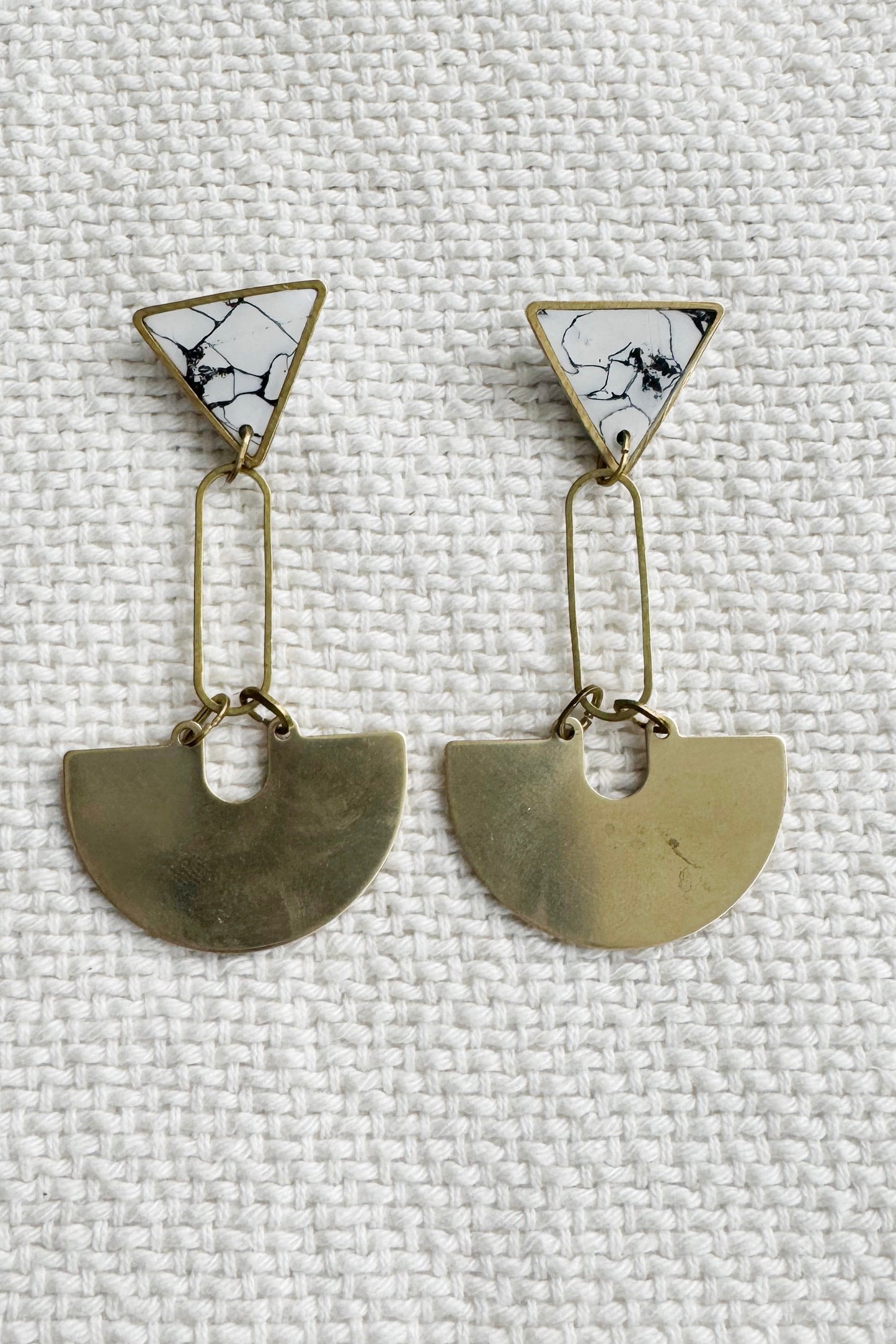 howlite triangle dangle studs