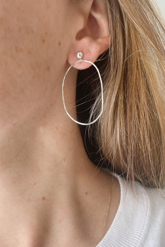Keshi Pearl Circle Drop Earrings • White Freshwater Keshi Pearls & Ste –  Mikel Grant Jewellery