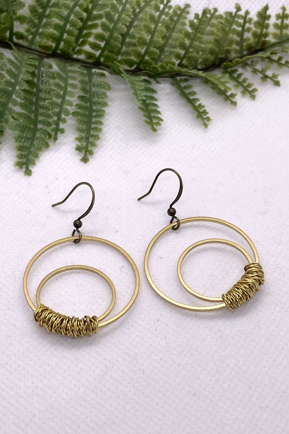 Kim Double Hoop Gold Wire Wrapped Earrings