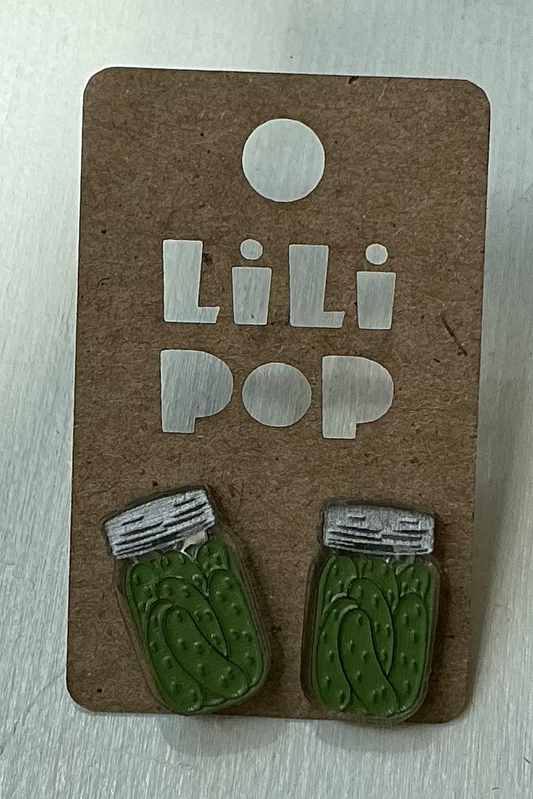 Lili0865 Pickle Jar Stud Earrings