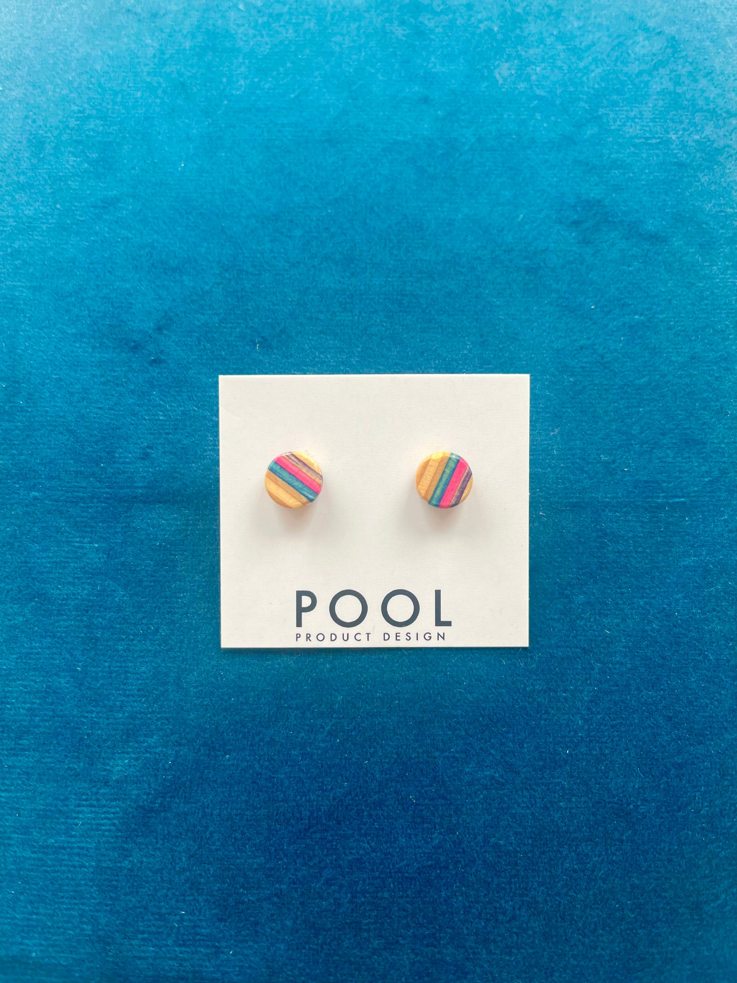 Small Round Repurposed Skateboard Stud Earrings