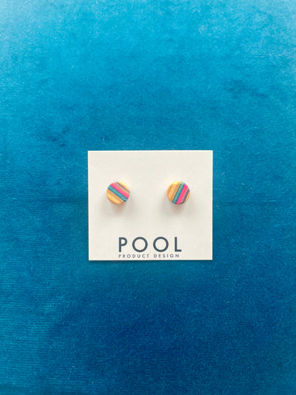 Small Round Repurposed Skateboard Stud Earrings