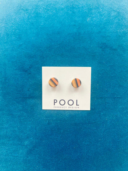 Small Round Repurposed Skateboard Stud Earrings