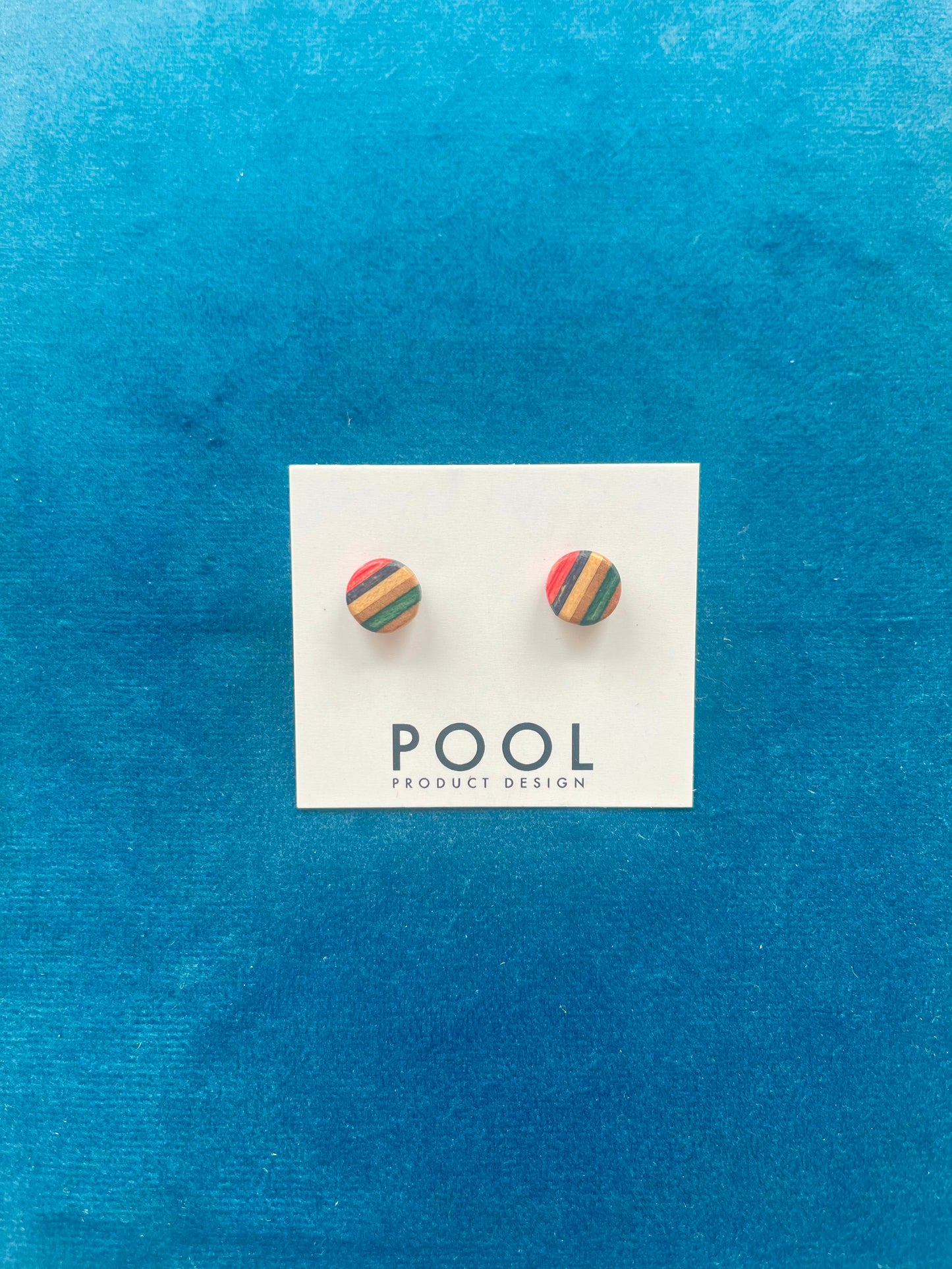 Small Round Repurposed Skateboard Stud Earrings