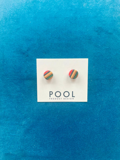 Small Round Repurposed Skateboard Stud Earrings