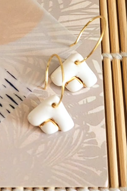 Small Double Triangle Ceramic Earrings