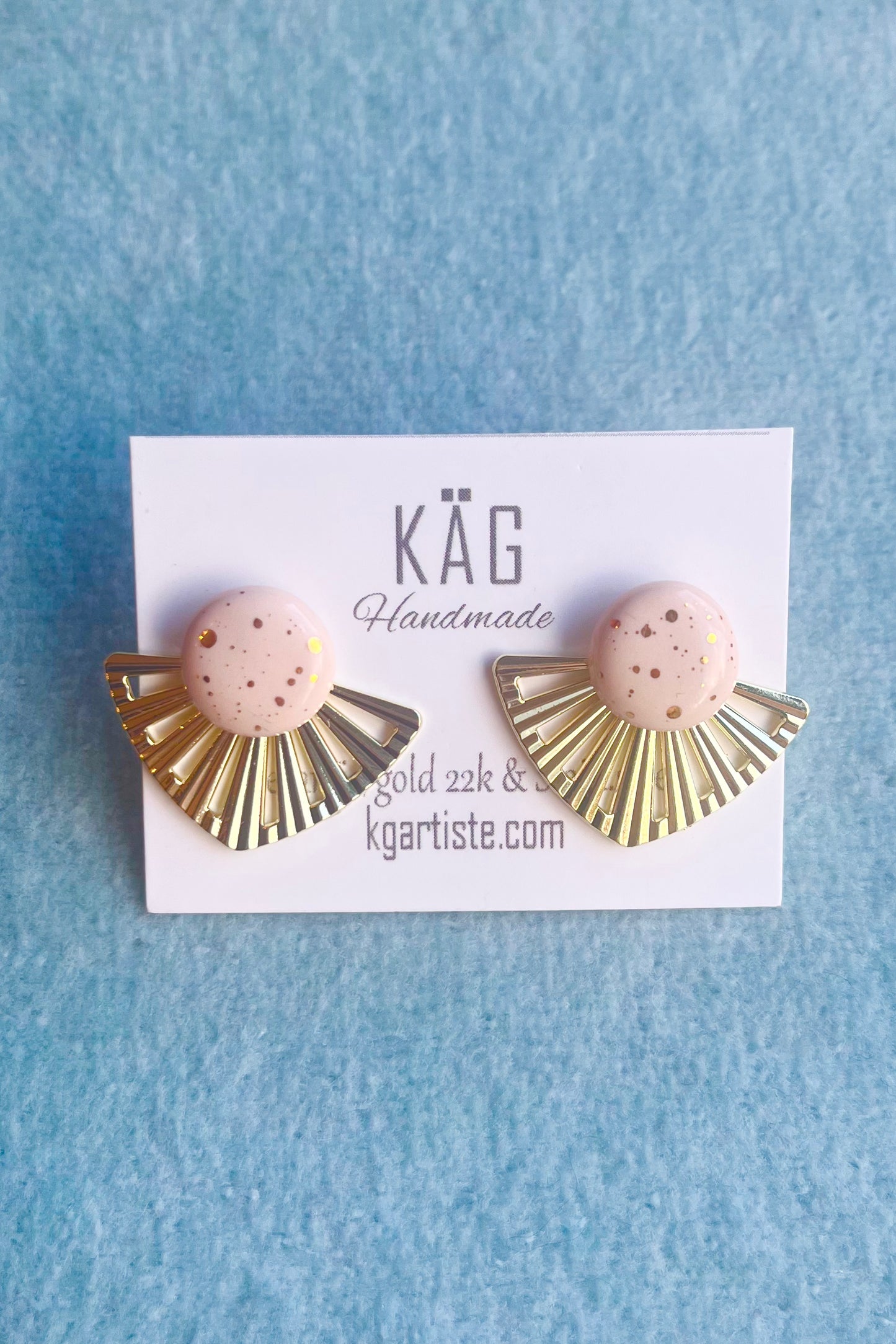 Ceramic Studs with Gold Jacket Earrings