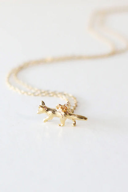 Gold-Plated Fox Necklace