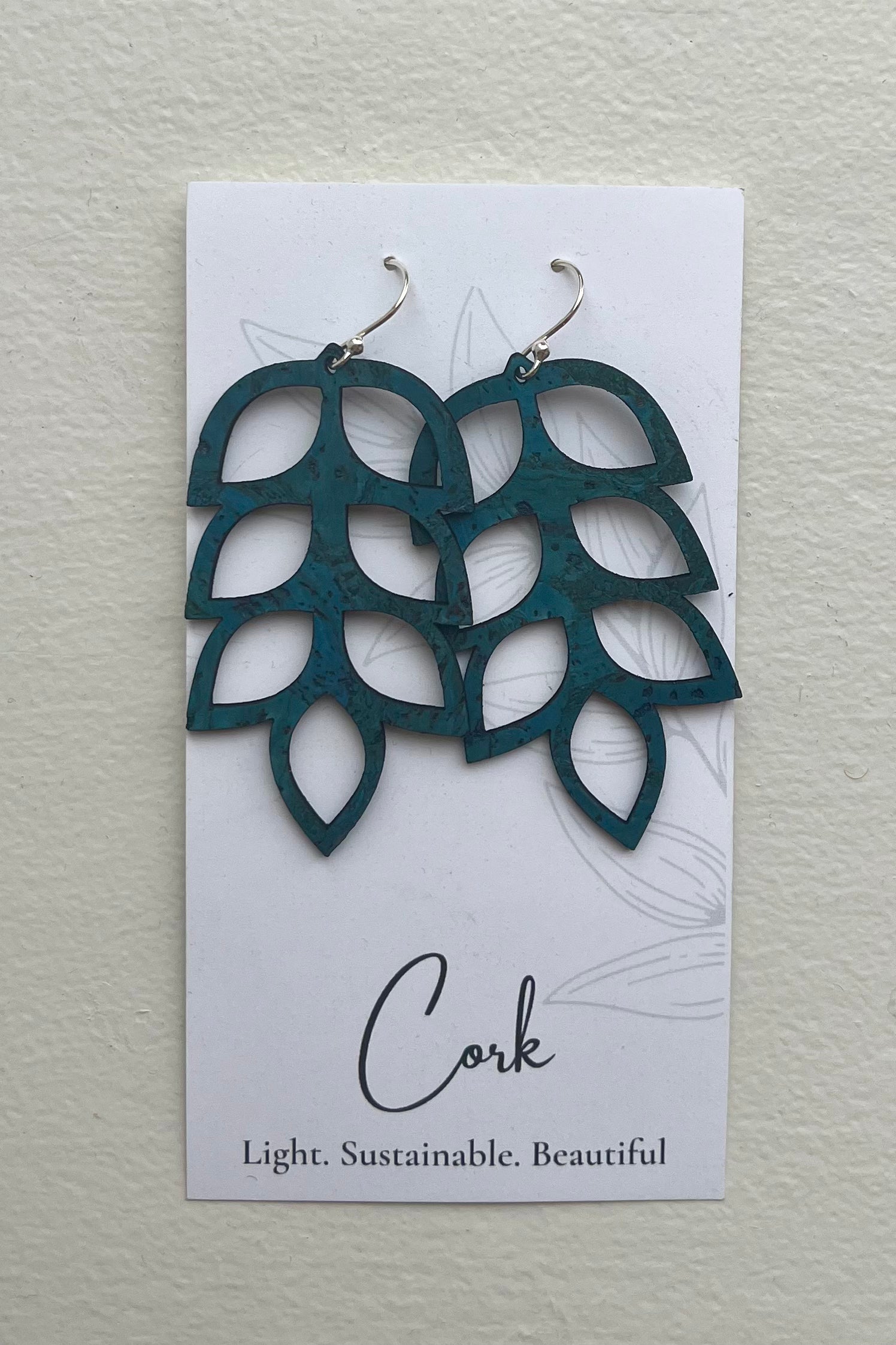 Branch of Leaves Shaped Cork Earrings - Several Colour Options
