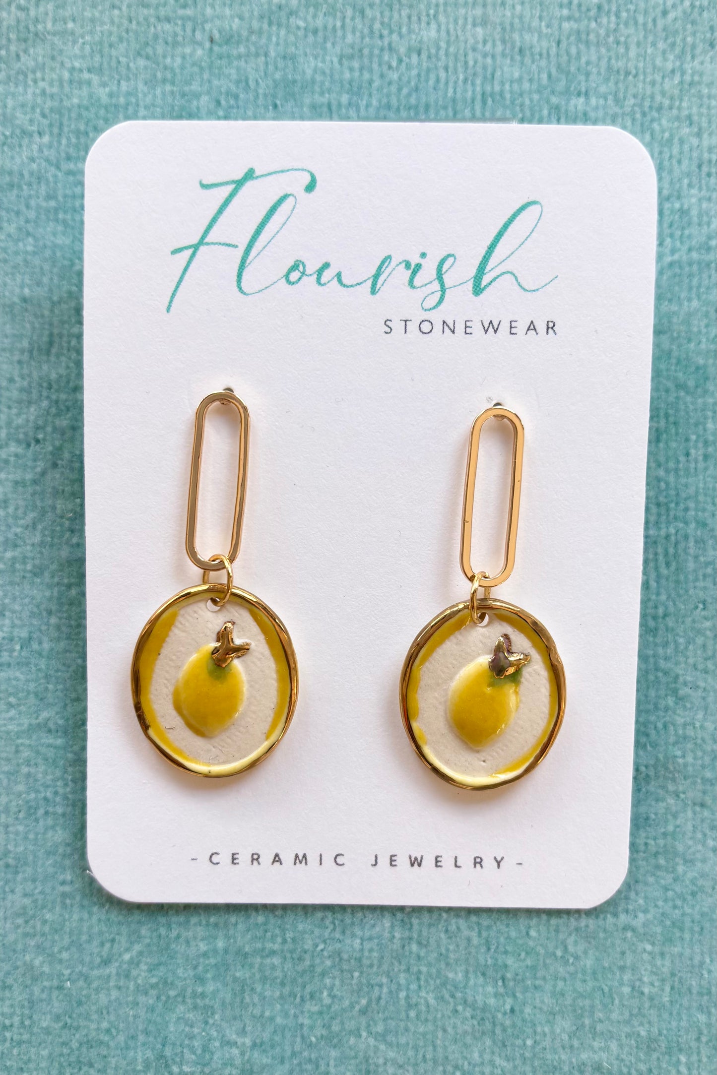 Ceramic Fruit Portrait Dangle Earrings