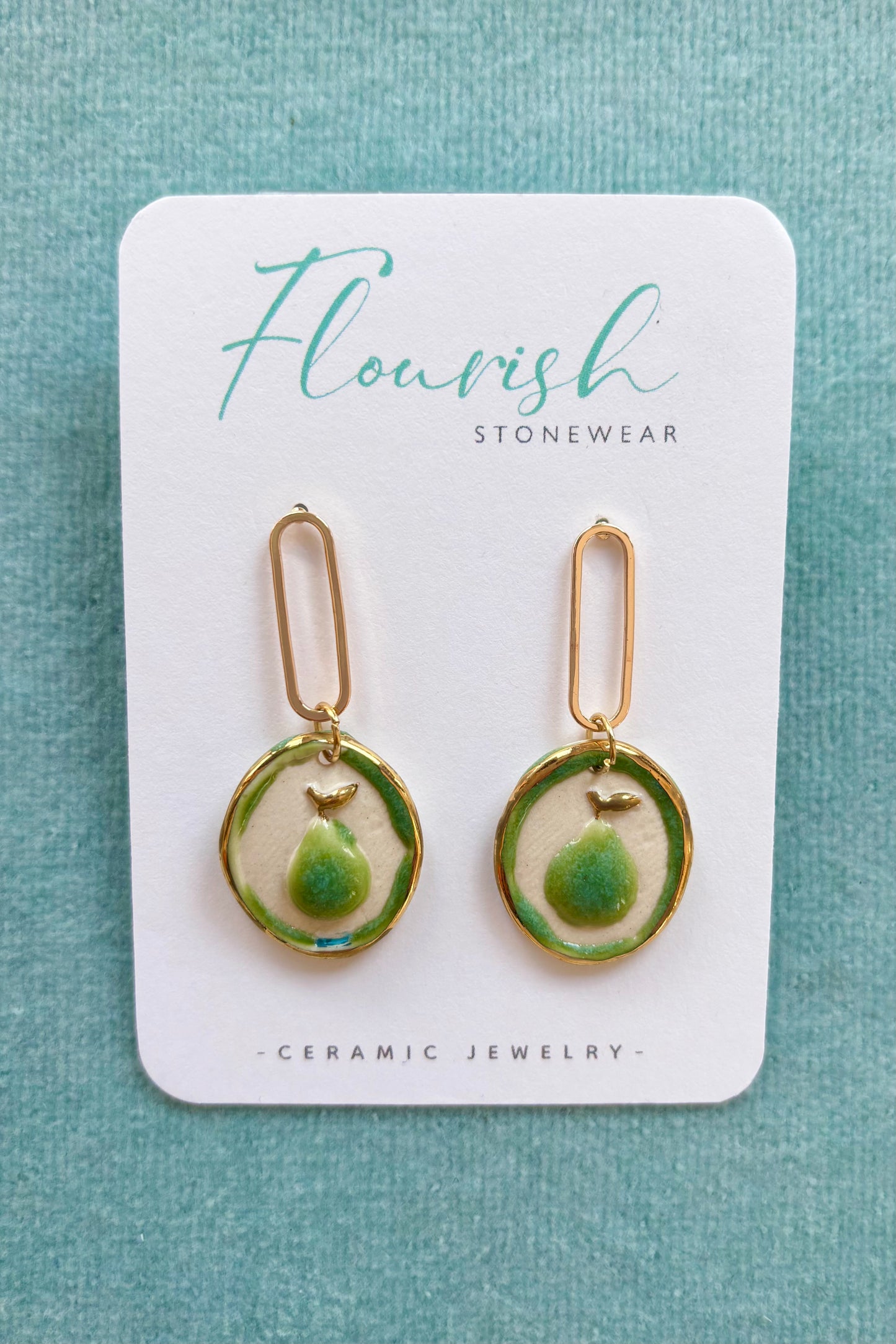Ceramic Fruit Portrait Dangle Earrings