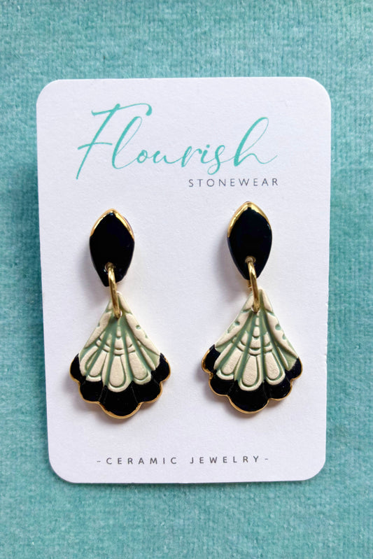 Scallop Edge Drop Earrings