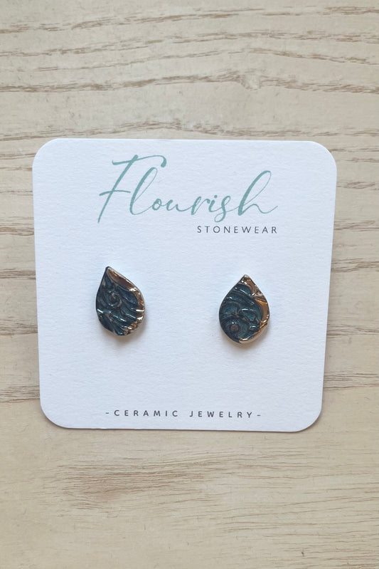 Blue Teardrop Studs