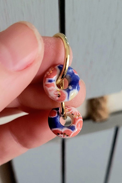 Ceramic Dangle Donut Earrings