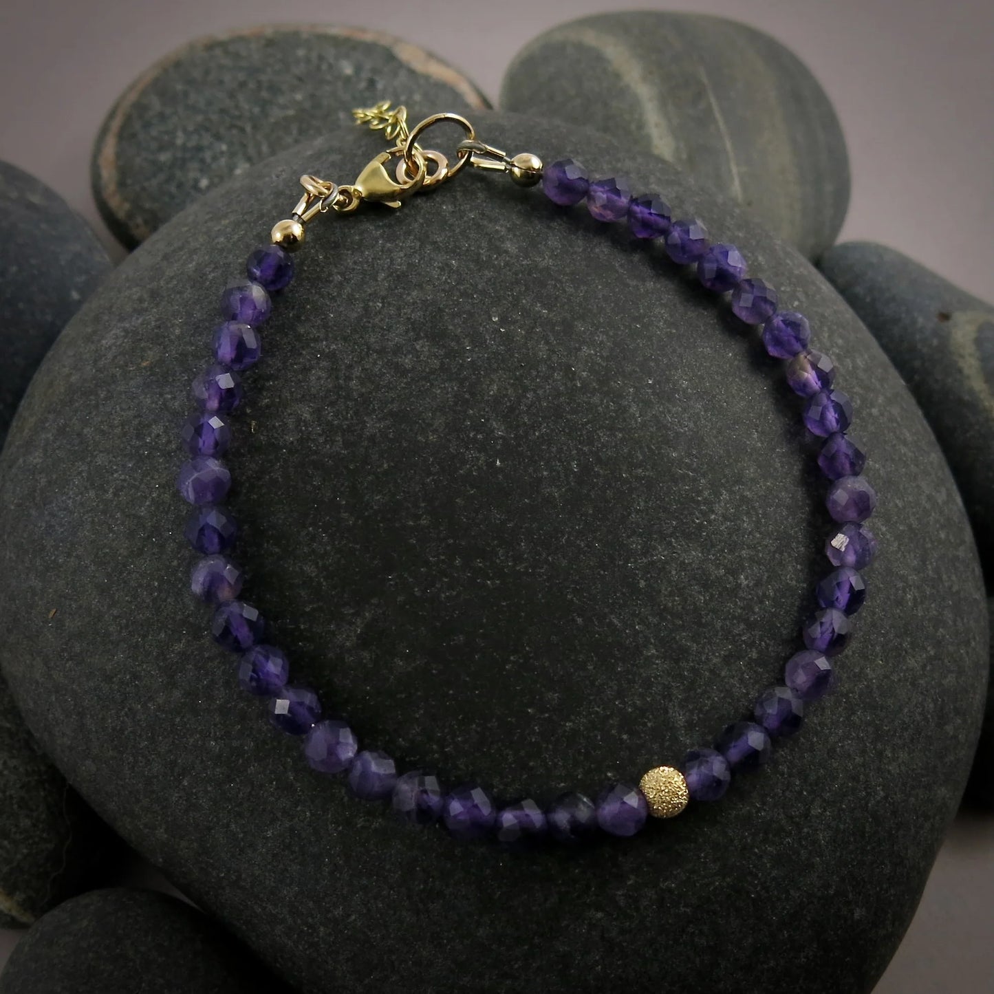 Adjustable Gemstone Bead Bracelets • 14K Gold Fill