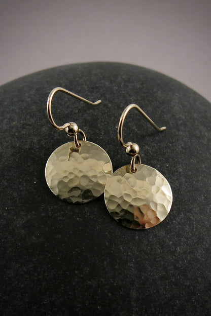 Gold Moondance Textured Disc Earrings • 14K Gold Fill