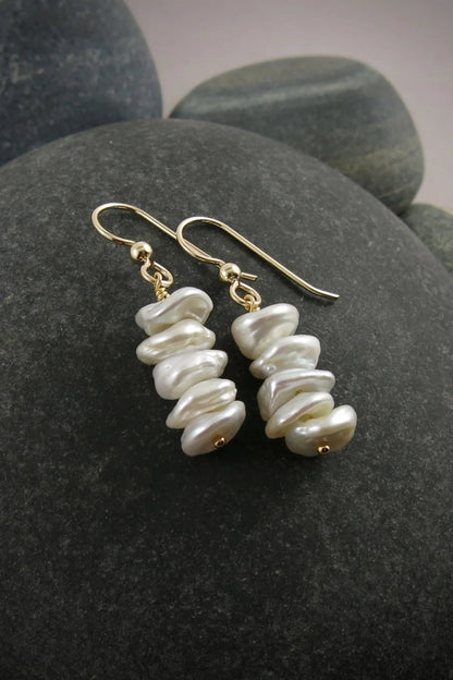 Ruffle Keshi Pearl Earrings • 14K Gold Fill