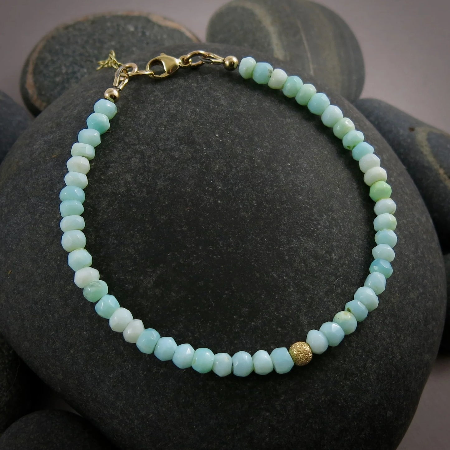 Adjustable Gemstone Bead Bracelets • 14K Gold Fill