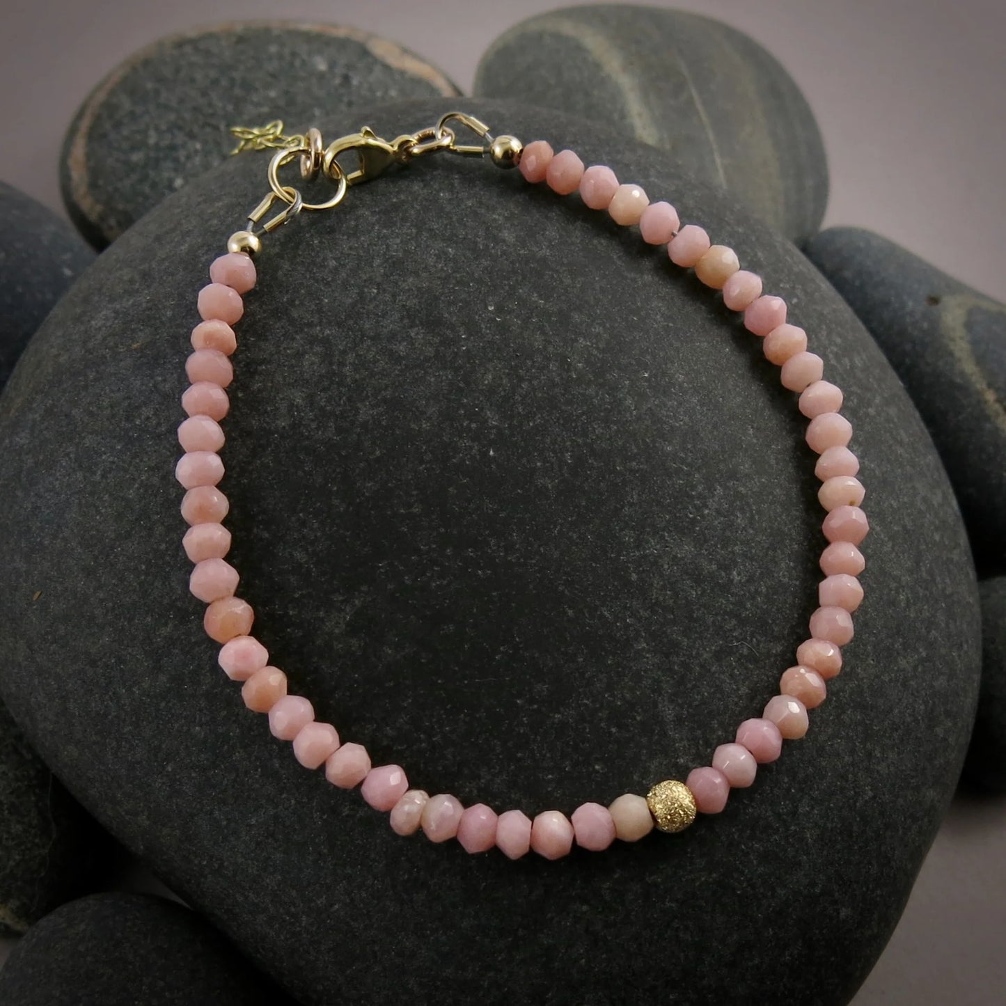 Adjustable Gemstone Bead Bracelets • 14K Gold Fill