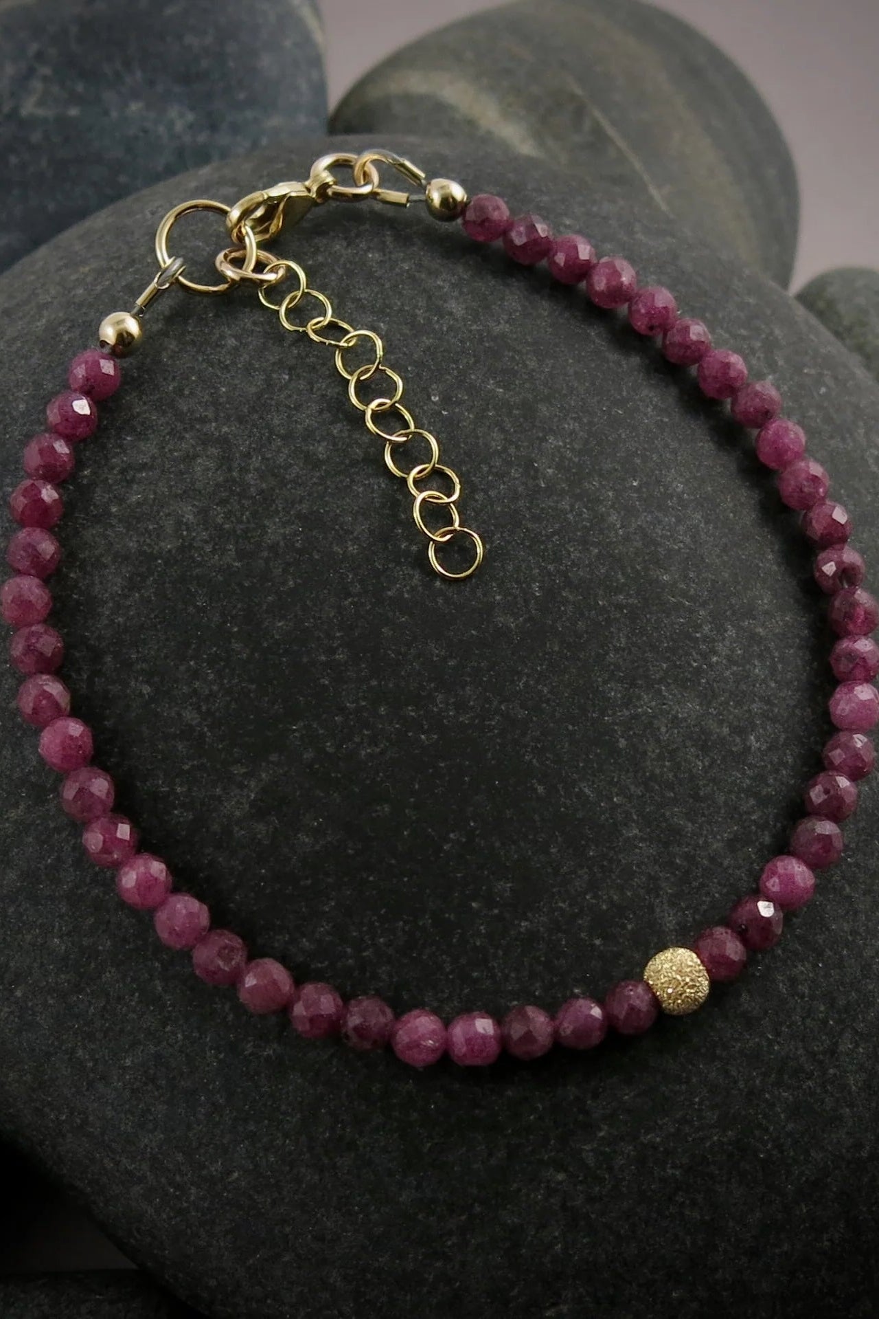 Adjustable Gemstone Bead Bracelets • 14K Gold Fill