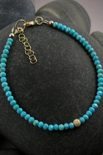 Adjustable Gemstone Bead Bracelets • 14K Gold Fill