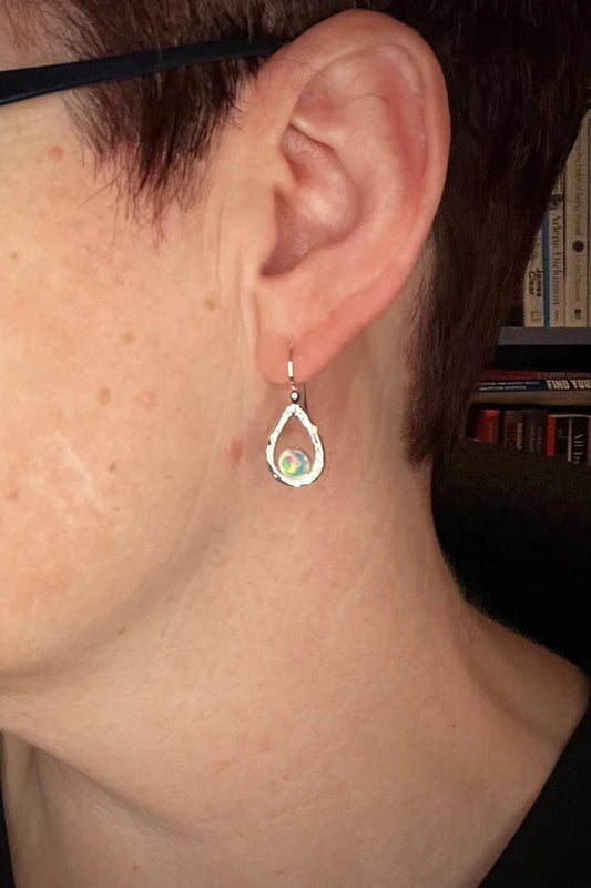Welo Opal Raindrop Earrings • Sterling Silver