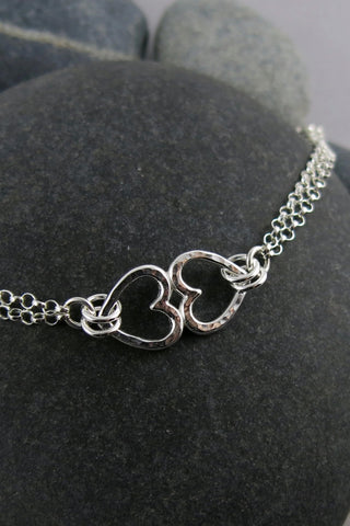 Open Hearts Duo Bracelet •  Sterling Silver
